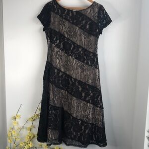Sangria bias cut black lace dress